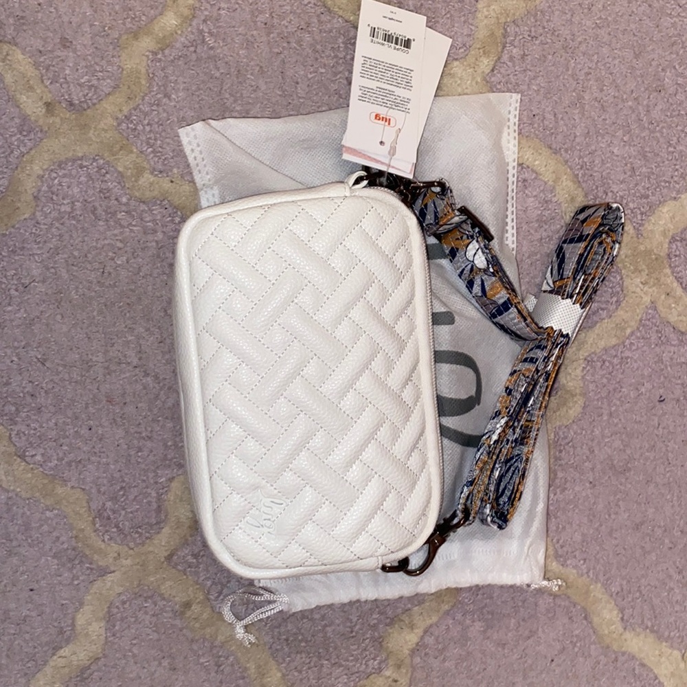 White quilted LUG cross-body bag